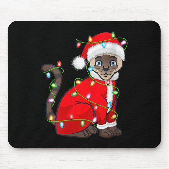 Womens Siamese Cat Christmas Lights Santa Costume  Musmatta (Framsidan)