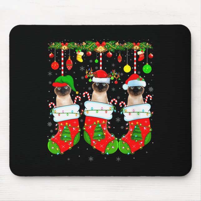 Womens Siamese Cats In Christmas Socks Funny Cat X Musmatta (Framsidan)