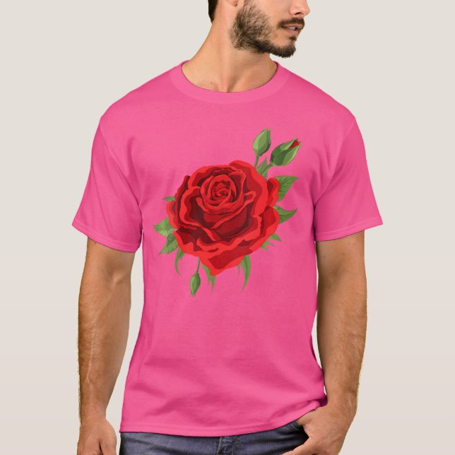 Womens Single Red Roses Flower Of Cute Red Roses F T Shirt (Framsida)