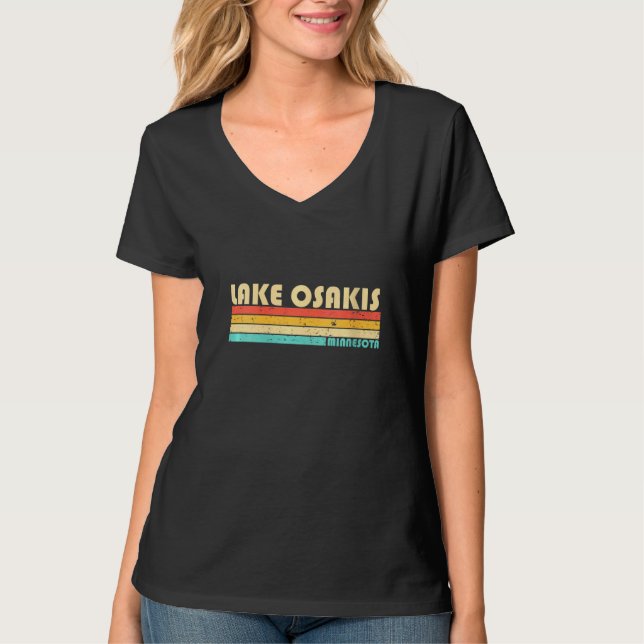 Womens Sjö Osakis Minnesota Funny Fishing Camping T Shirt (Framsida)