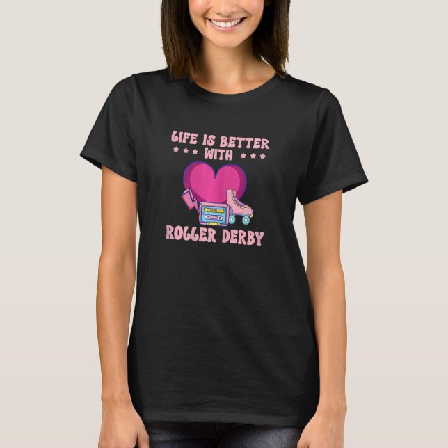 Womens Skating Girl  With Roller Derby 80s T Shirt (Framsida)