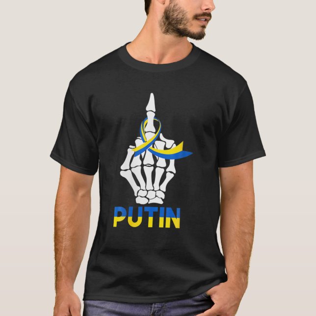 Womens Skeleton Hand Ukraina Puck Futin Ukraina Ri T Shirt (Framsida)