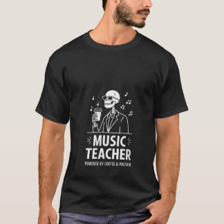 Womens Skeleton Music Lärare med kafé Pa T Shirt