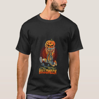 Womens Skeleton Pumpkin Zombie Apocalypse Hallowee T Shirt