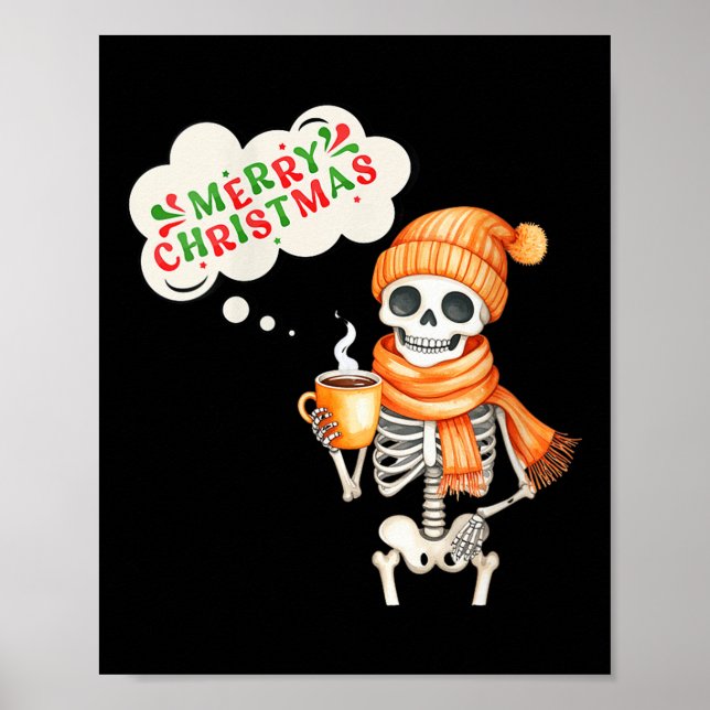 Womens Skeleton Speak Merry Christmas Waer F And H Poster (Framsidan)