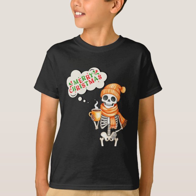 Womens Skeleton Speak Merry Christmas Waer F And H T Shirt (Framsida)