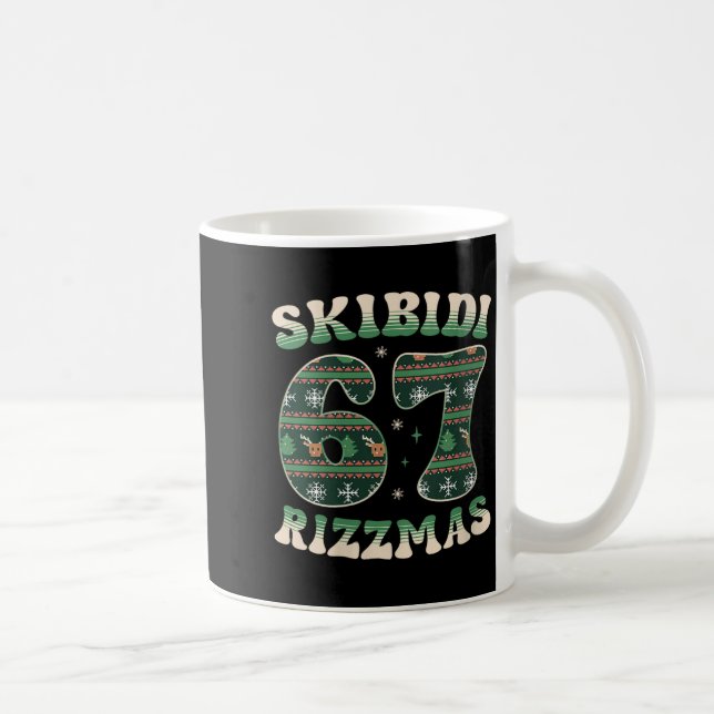 Womens Skibidi Rizzmas 67 Six Seven Meme Ugly Chri Kaffemugg (Höger)