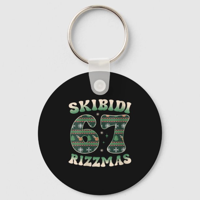 Womens Skibidi Rizzmas 67 Six Seven Meme Ugly Chri Nyckelring (Framsida)