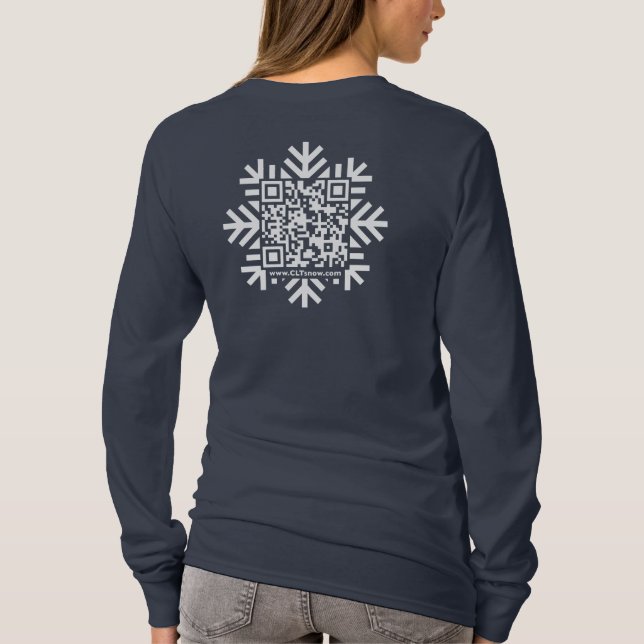Womens Slim Fit Snowflake QR-kod T-Shirt (Baksida)