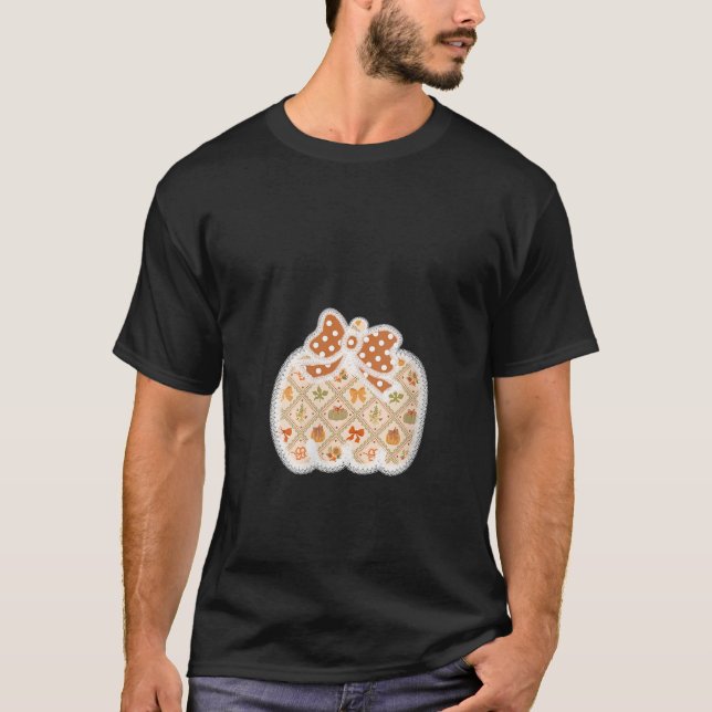 Womens Snöre Blommigt - höstfällning Pumpkin Coque T Shirt (Framsida)