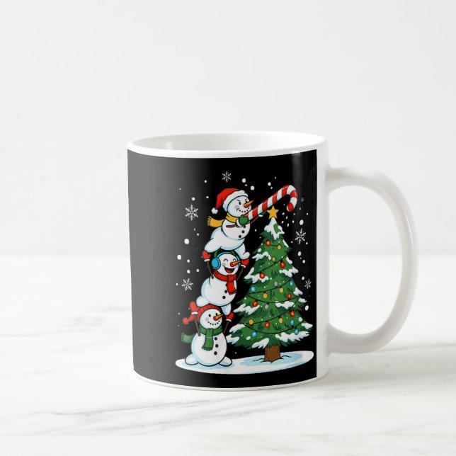 Womens Snowman Candy Cane Christmas Tree Winter Fu Kaffemugg (Höger)