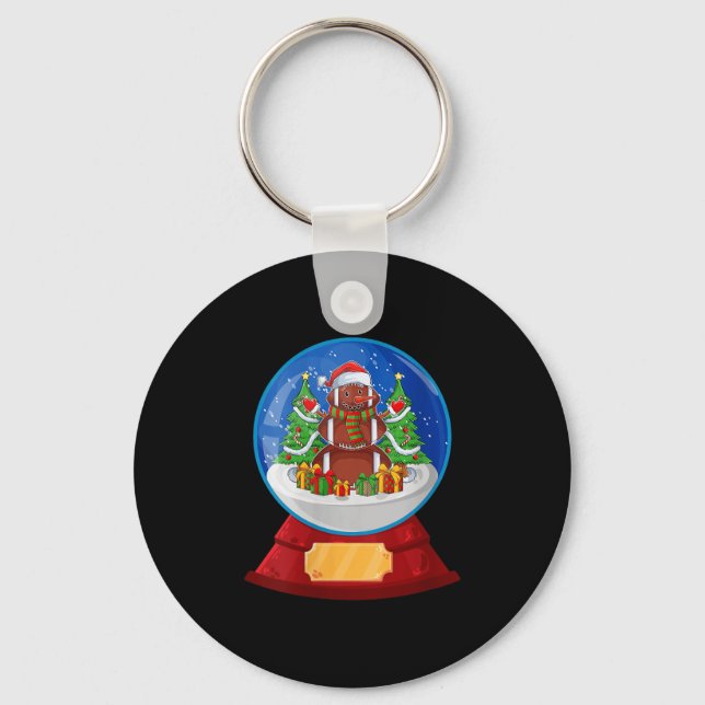 Womens Snowman Football Santa Hat Merry Christmas  Nyckelring (Framsida)
