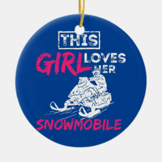 Womens Snowmobile Girl Julgransprydnad Keramik