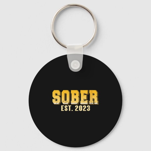 Womens Sober Est 2023 Recovery Journey Pride Miles Nyckelring (Framsida)