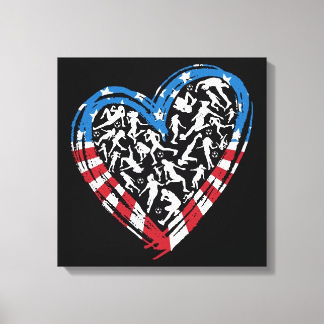 Women's Soccer Heart - USA Amerikansk Flagga Canvastryck (Framsida)