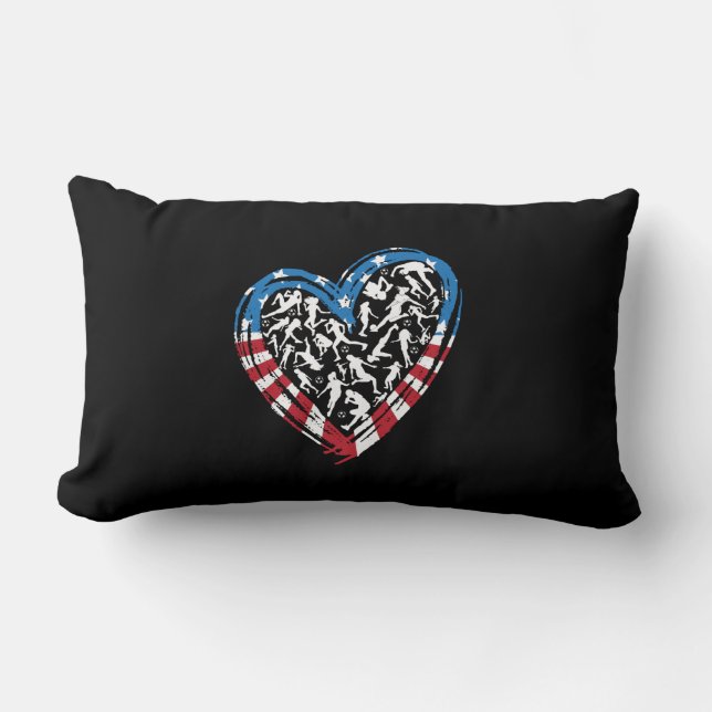 Women's Soccer Heart - USA Amerikansk Flagga Lumbarkudde (Framsida)