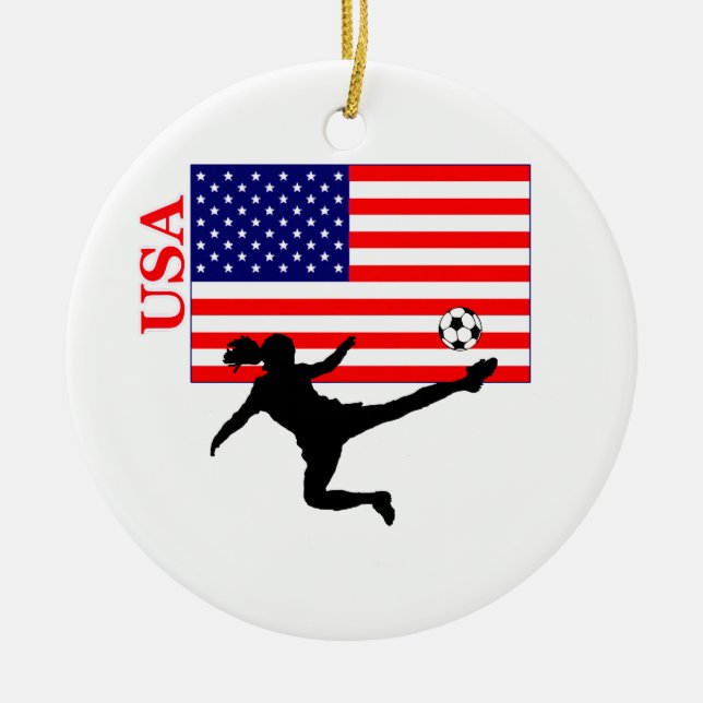 Women's Soccer USA Julgransprydnad Keramik (Framsidan)