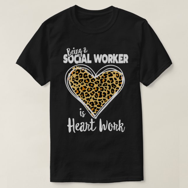 Womens Social Worker Cute Leopard Plagt gift f T Shirt (Design framsida)