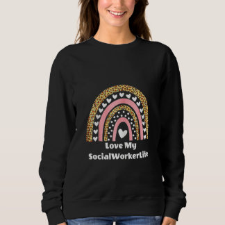 Womens Social Worker Nurse Leopard Rainbow Nurse's T Shirt