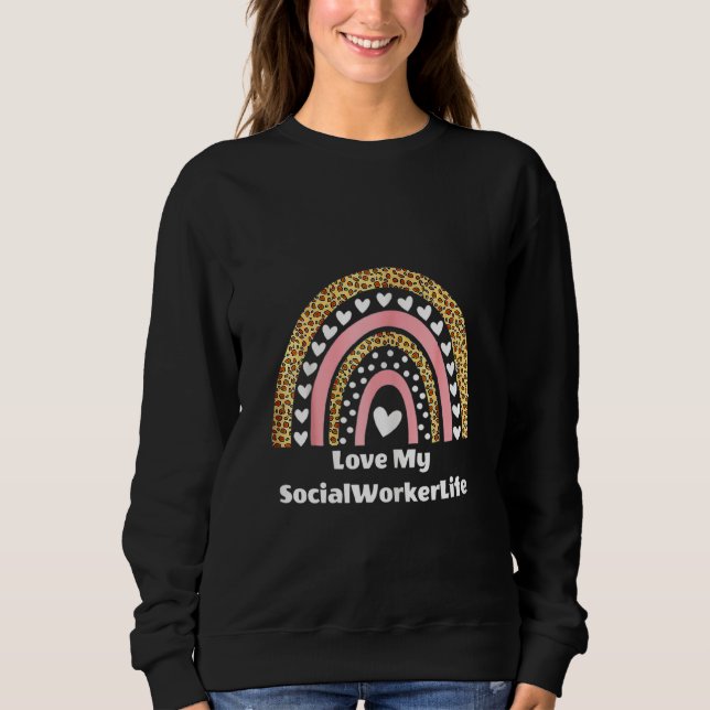 Womens Social Worker Nurse Leopard Rainbow Nurse's T Shirt (Framsida)