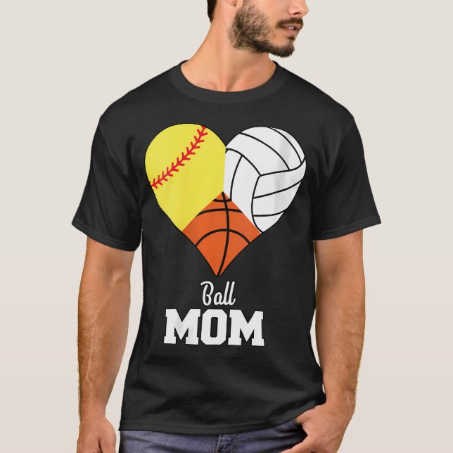 Womens Softball Mamma Basketball Mamma Volleyball  T Shirt (Framsida)