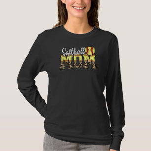 Womens Softball Mamma Leopard Proud Mors dag Pre T Shirt