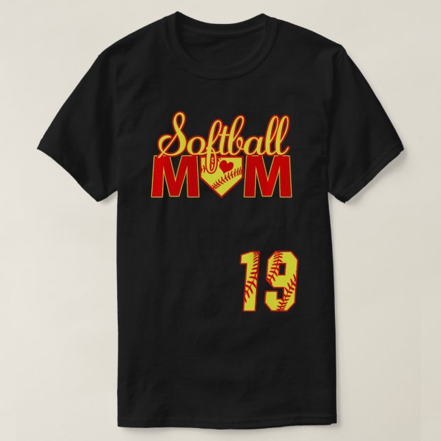Womens Softball Mamma Mors dag #19 Fastpitch Jer T Shirt (Design framsida)