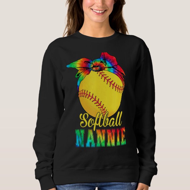 Womens Softball Nannie Tie Dye Softball Mor T Shirt (Framsida)