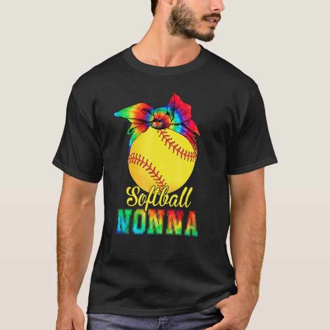 Womens Softball Nonna Tie Dye Softball Mor T Shirt (Framsida)