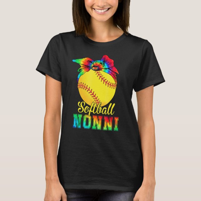 Womens Softball Nonni Tie Dye Softball Mor T Shirt (Framsida)