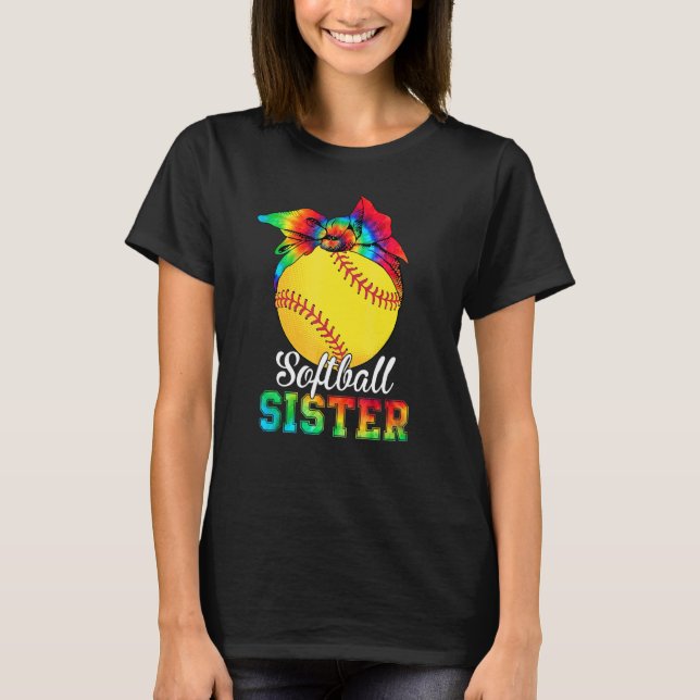 Womens Softball Sister Tie Dye Softball Mor T Shirt (Framsida)