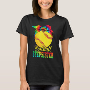 Womens Softball Stepsyster Tie Dye Softball Mothe T Shirt