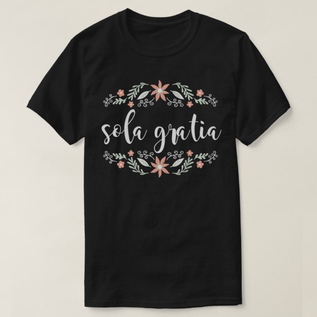Womens Sola Gratia Blommigt T Shirt (Design framsida)