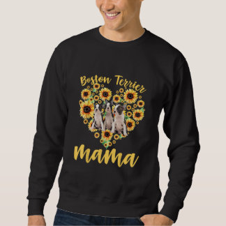 Womens Solros Boston Terrier Mamma Hund älskare Lång Ärmad Tröja