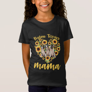 Womens Solros Boston Terrier Mamma Hund älskare T Shirt
