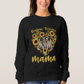 Womens Solros Boston Terrier Mamma Hund älskare T Shirt