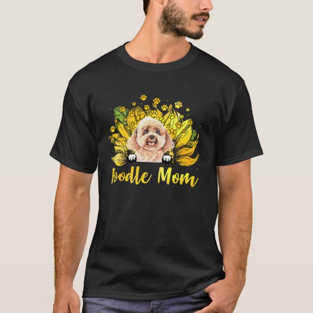Womens Solros Pudel Mamma Hund T Shirt (Framsida)