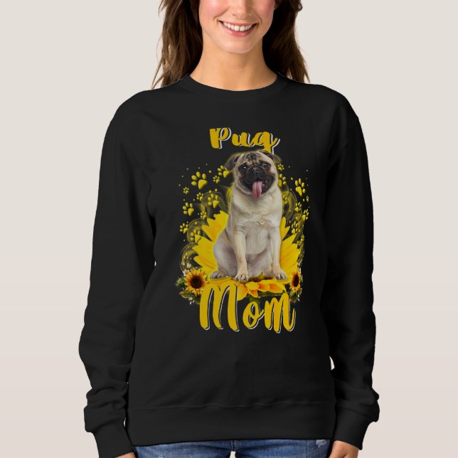 Womens Solros Pug Mamma Hund Mor T Shirt (Framsida)