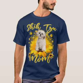 Womens Solros Shih Tzu Mamma Hund älskare Mor D T Shirt