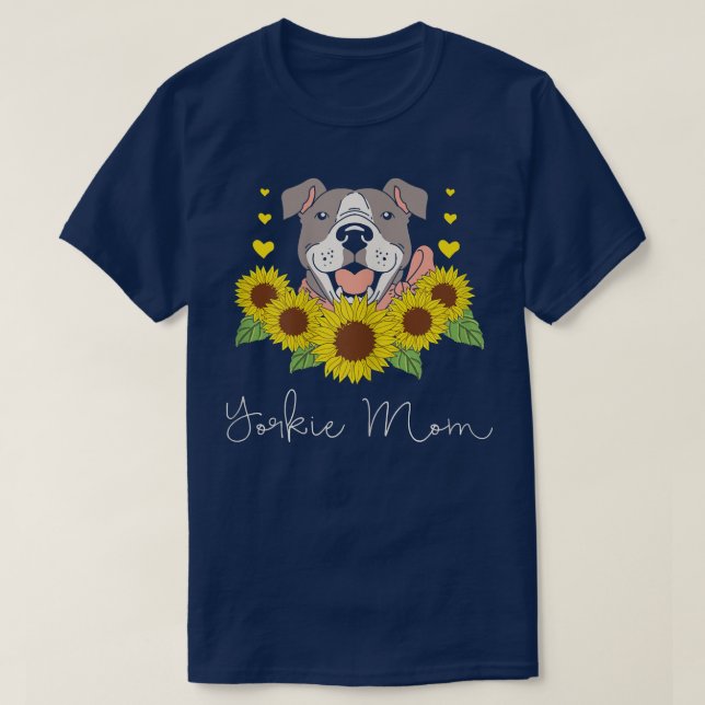 Womens Solros Yorkie Mamma Hund Pet Parent Cute Gr T Shirt (Design framsida)