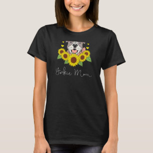 Womens Solros Yorkie Mamma Hund Pet Parent Cute Gr T Shirt
