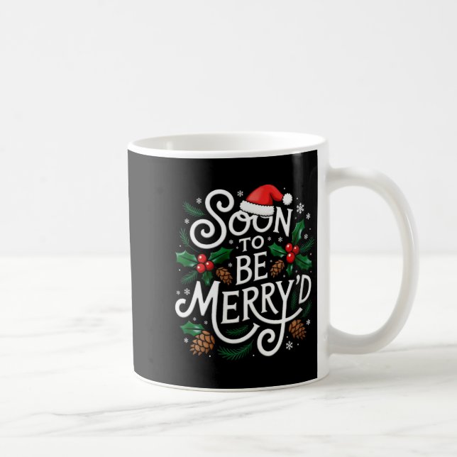 Womens Soon To Be Merry'd Christmas Engaged Fiance Kaffemugg (Höger)