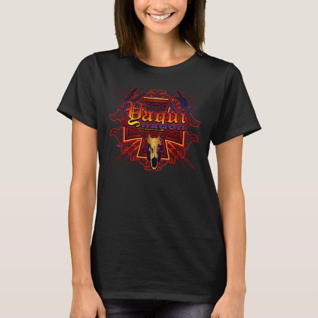 Womens Spagetti strap Yaqui Nation Hjort Skull art Tee (Framsida)
