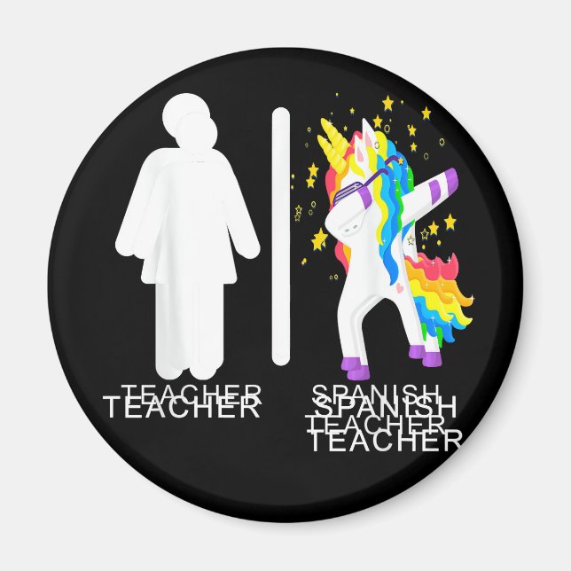 Womens Spanish Teacher Unicorn Dabbing funny spani Magnet (Framsidan)