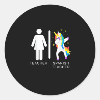 Womens Spanish Teacher Unicorn Dabbing funny spani Runt Klistermärke