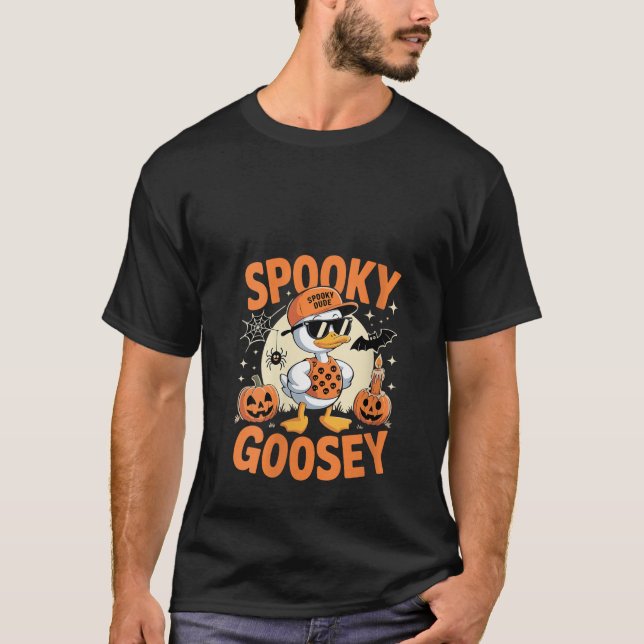 Womens Spooky Goosey Halloween Goose Fånig Dab Hal T Shirt (Framsida)