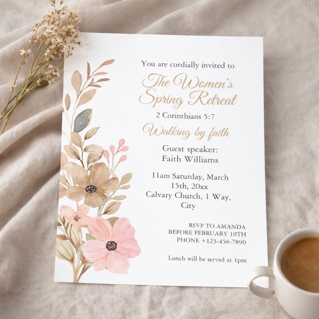 Women's Spring Retreat Wildflower Invitation Reklamblad (Skapare uppladdad)