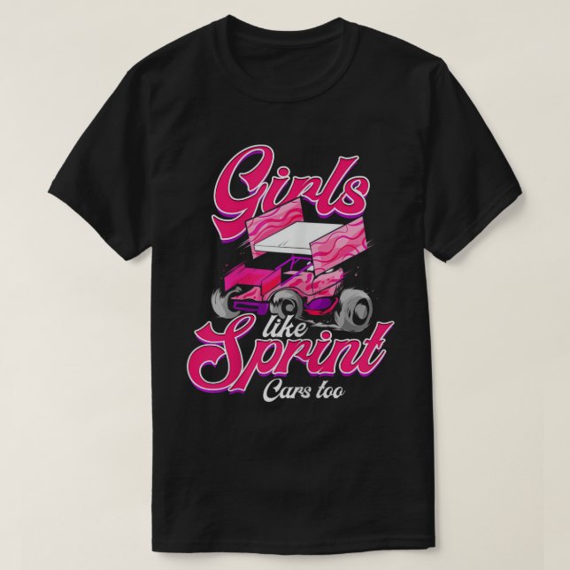 Womens Sprint Car Tävla Girl Motorsport Dirt Tra T Shirt (Design framsida)