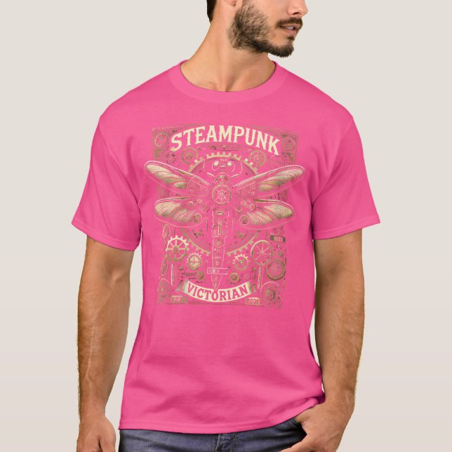 Womens Steampunk Dragonfly Victorian Art Mechanica T Shirt (Framsida)