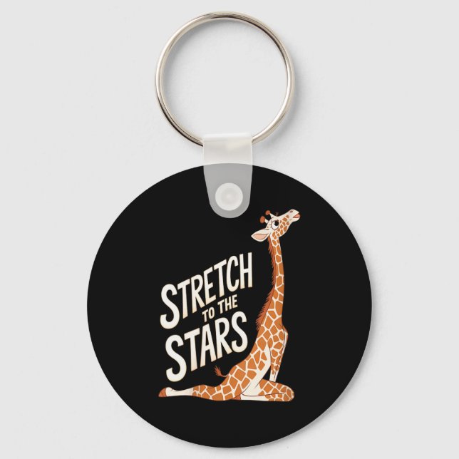 Womens Stretch Toward The Galaxy Sitive Yoga Giraf Nyckelring (Framsida)
